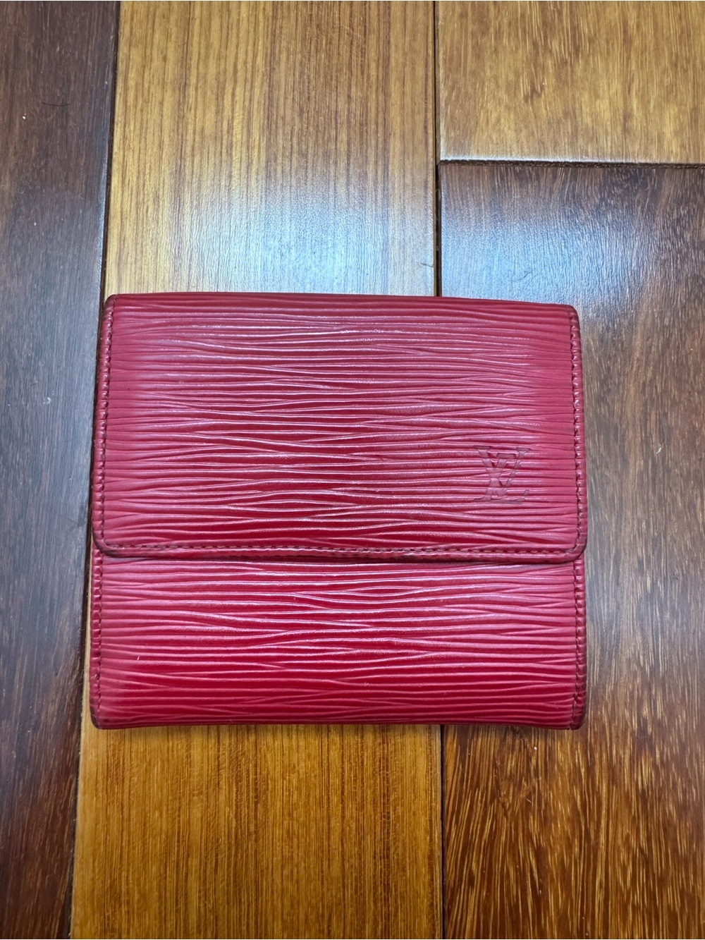 Authentic Louis Vuitton Red Epi Leather Compact Wallet